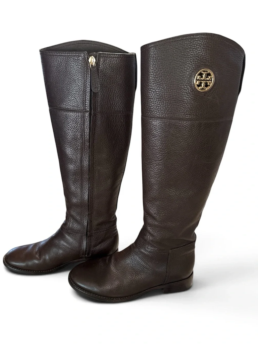 Tory Burch Junction Riding Boot in Brown Pebbled Leather Size 6 in EUC